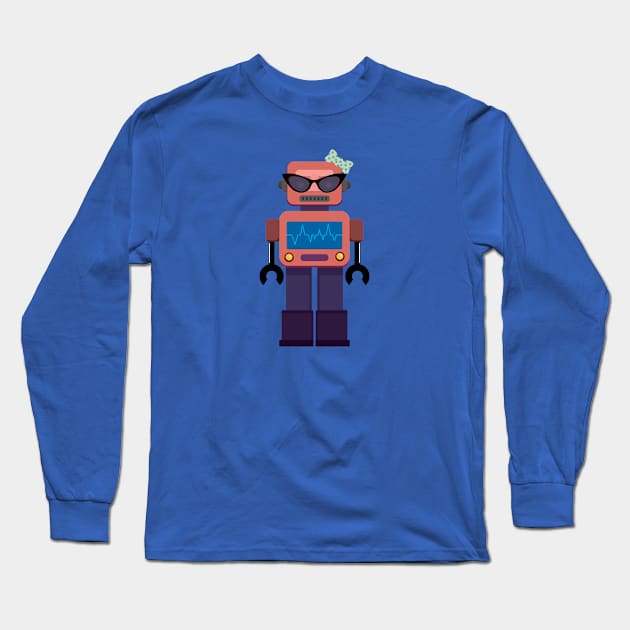 Funny Female Robot Long Sleeve T-Shirt by Hedgie Designs